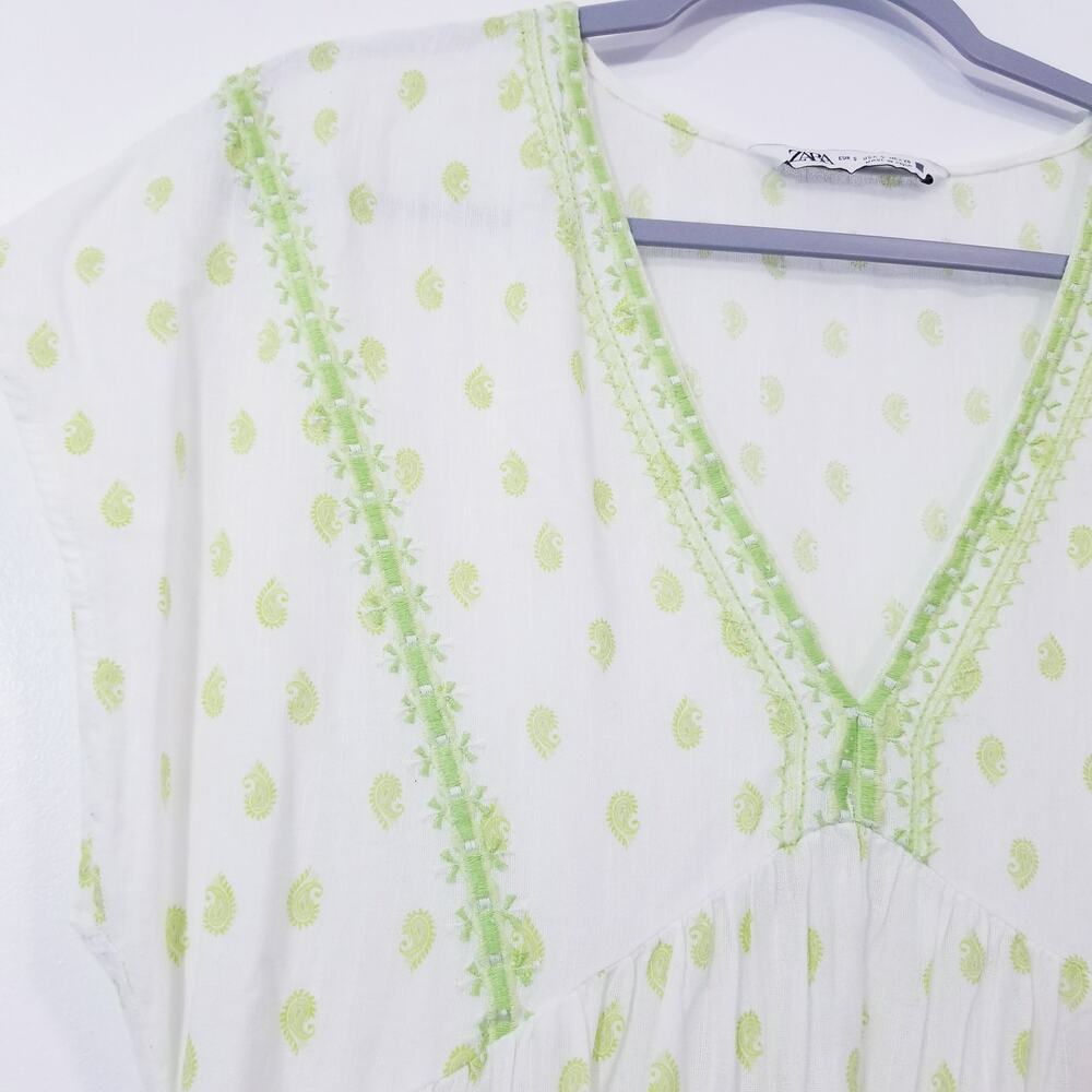 Zara Embroidered Maxi Dress V-Neckline - Picture 9 of 15
